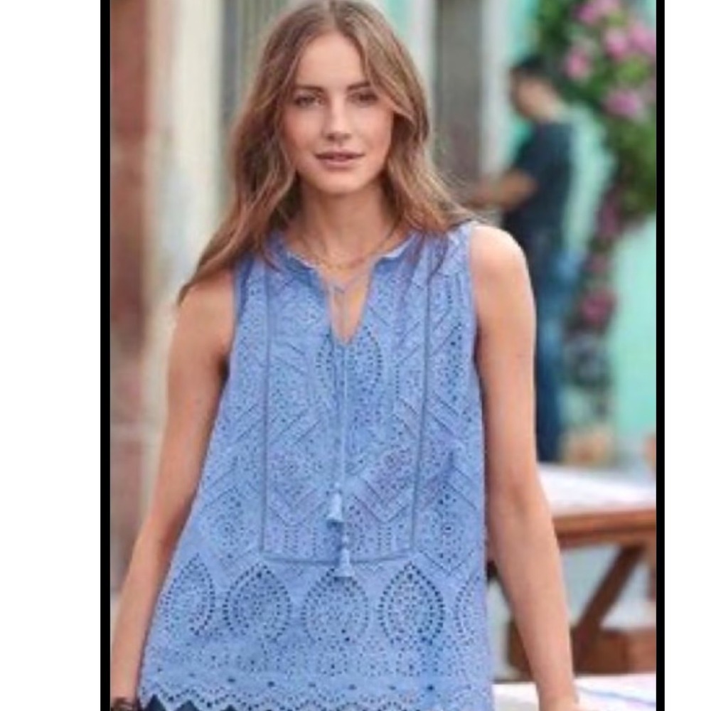 Sundance Sebilla Eyelet Lace Sleeveless Tank Small boho resortwear layered
